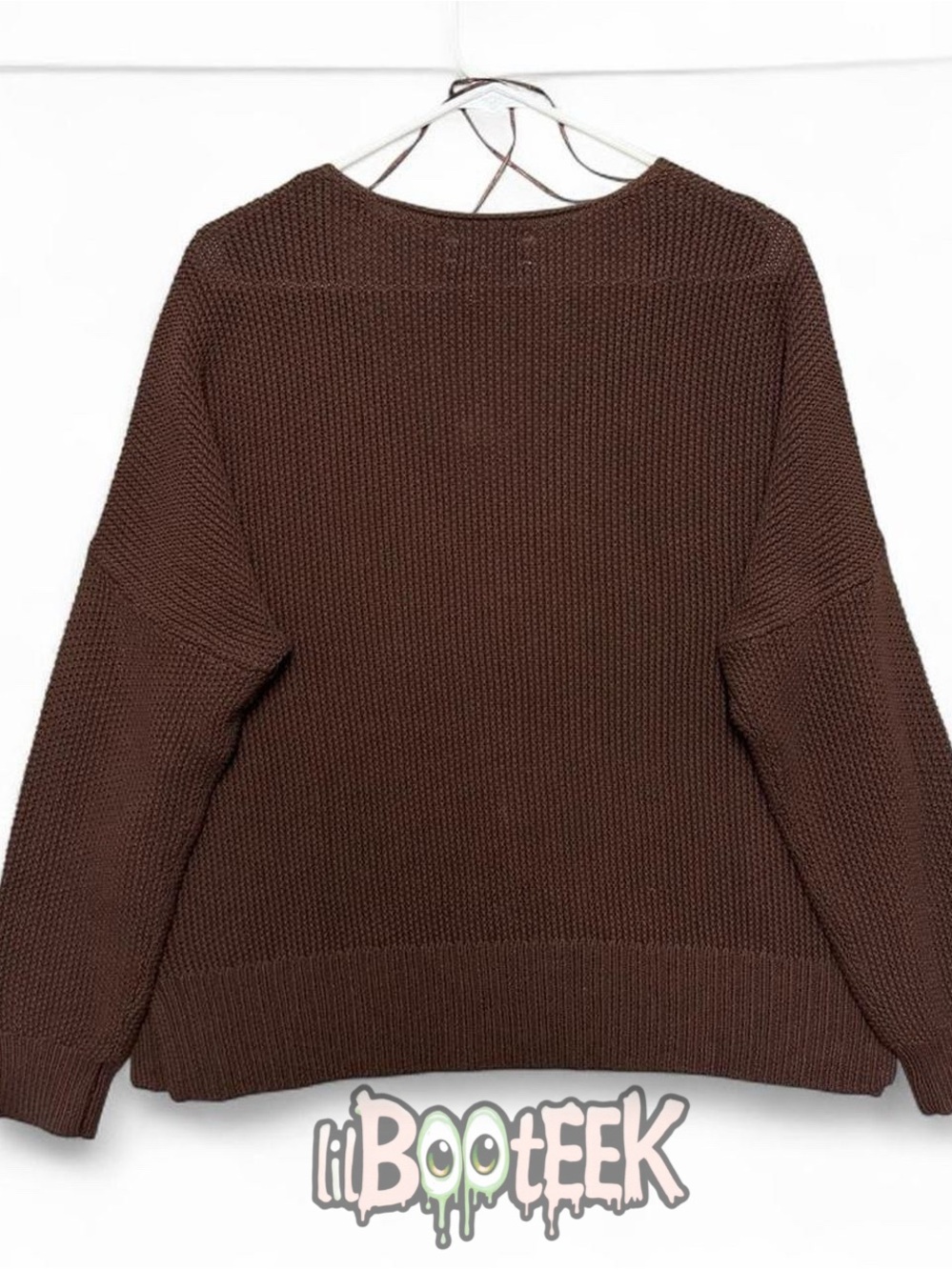 Lucky Brand Deep Brown V-Neck Waffle Knit Sweater - Picture 2 of 5